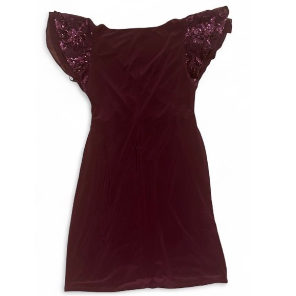 Lauren Ralph Lauren Burgundy Sequin Flutter Sleeve Sheath Dress Size 16 Lauren Ralph Lauren Burgundy Sequin Flutter Sleeve Sheath Dress Size 16